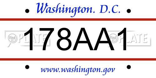 178AA1 District Of Columbia License Plate
