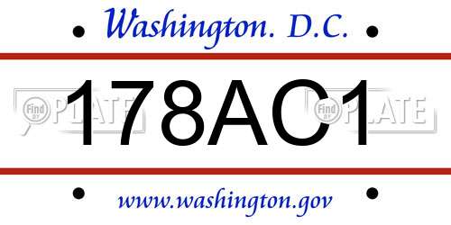178AC1 District Of Columbia License Plate
