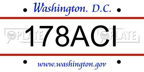 178ACI District Of Columbia License Plate