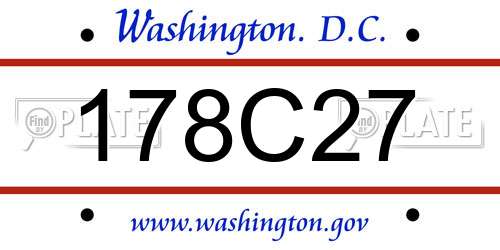 178C27 District Of Columbia License Plate