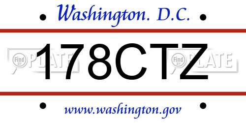 178CTZ District Of Columbia License Plate