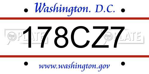 178CZ7 District Of Columbia License Plate