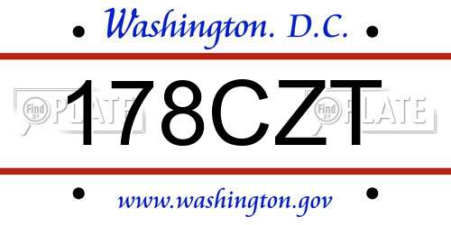 178CZT District Of Columbia License Plate