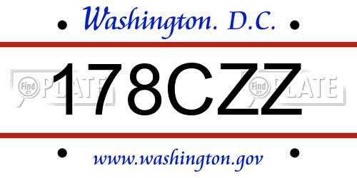 178CZZ District Of Columbia License Plate