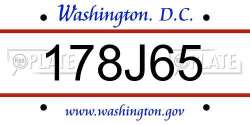178J65 District Of Columbia License Plate