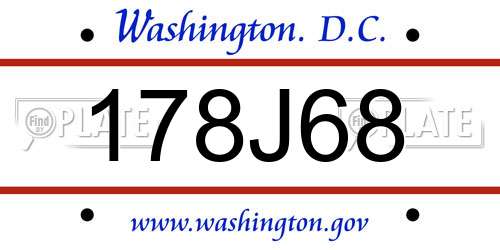 178J68 District Of Columbia License Plate