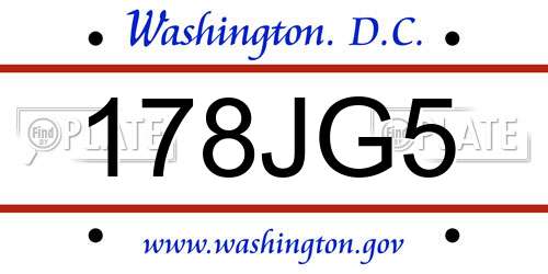178JG5 District Of Columbia License Plate