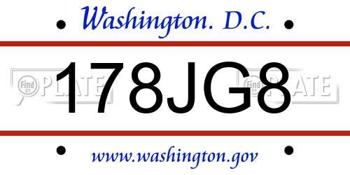 178JG8 District Of Columbia License Plate