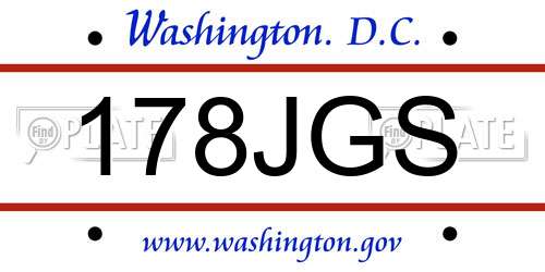 178JGS District Of Columbia License Plate