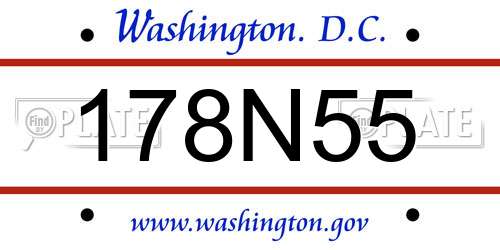 178N55 District Of Columbia License Plate