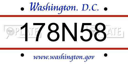 178N58 District Of Columbia License Plate