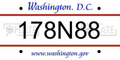 178N88 District Of Columbia License Plate