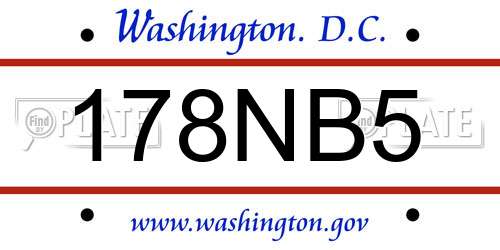 178NB5 District Of Columbia License Plate