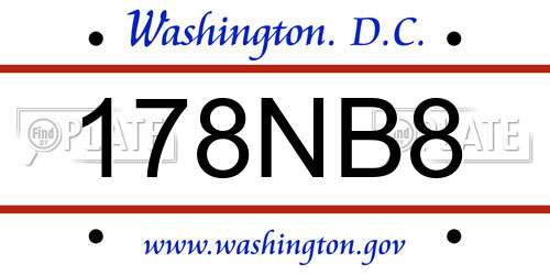 178NB8 District Of Columbia License Plate