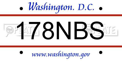 178NBS District Of Columbia License Plate