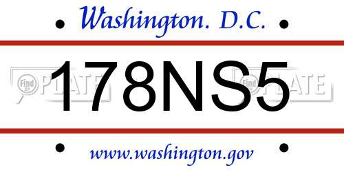 178NS5 District Of Columbia License Plate