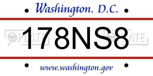 178NS8 District Of Columbia License Plate