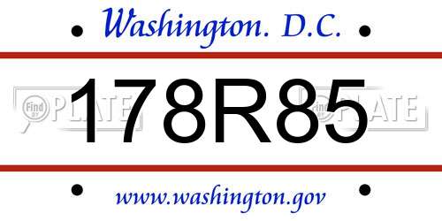 178R85 District Of Columbia License Plate