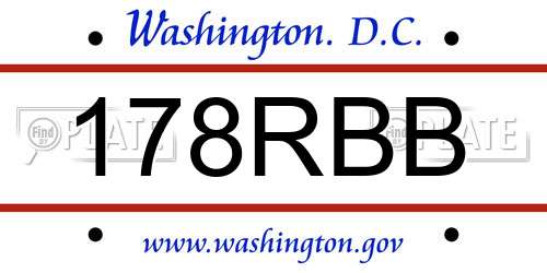 178RBB District Of Columbia License Plate