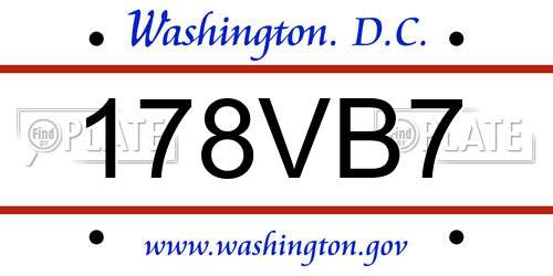 178VB7 District Of Columbia License Plate