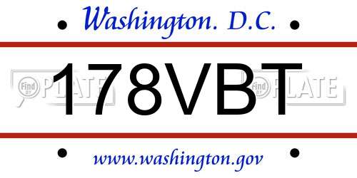 178VBT District Of Columbia License Plate