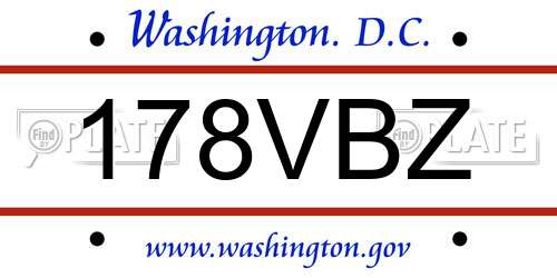 178VBZ District Of Columbia License Plate