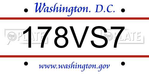 178VS7 District Of Columbia License Plate