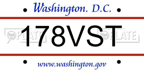 178VST District Of Columbia License Plate