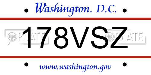178VSZ District Of Columbia License Plate