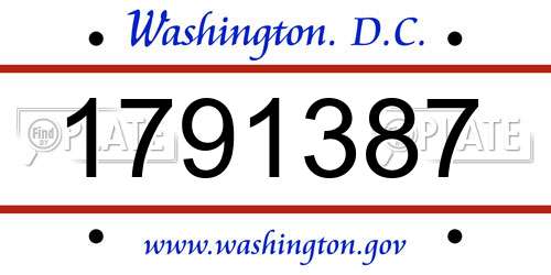 1791387 District Of Columbia License Plate