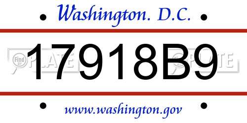 17918B9 District Of Columbia License Plate