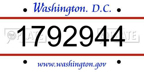 1792944 District Of Columbia License Plate