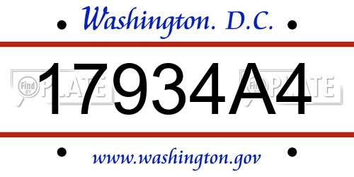 17934A4 District Of Columbia License Plate