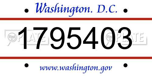 1795403 District Of Columbia License Plate