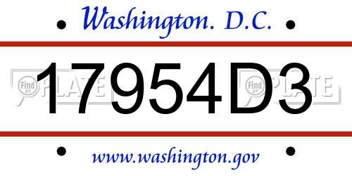 17954D3 District Of Columbia License Plate