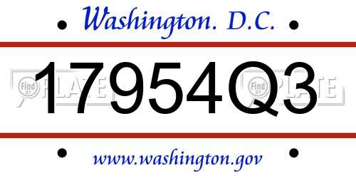 17954Q3 District Of Columbia License Plate