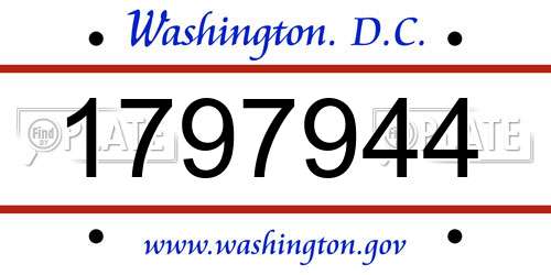 1797944 District Of Columbia License Plate