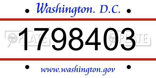 1798403 District Of Columbia License Plate