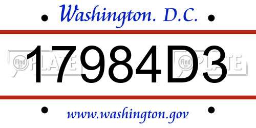 17984D3 District Of Columbia License Plate