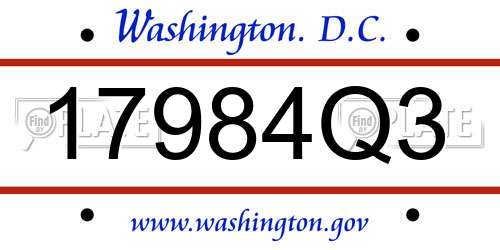 17984Q3 District Of Columbia License Plate