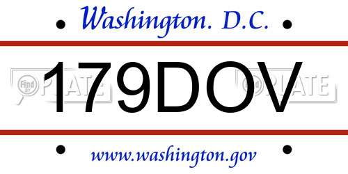 179DOV District Of Columbia License Plate