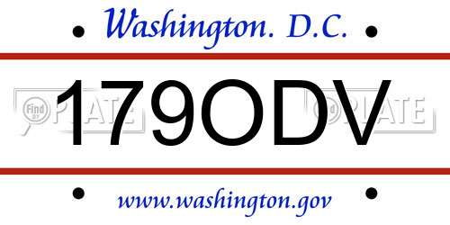 179ODV District Of Columbia License Plate