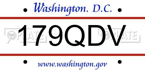 179QDV District Of Columbia License Plate