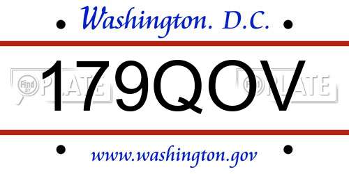 179QOV District Of Columbia License Plate