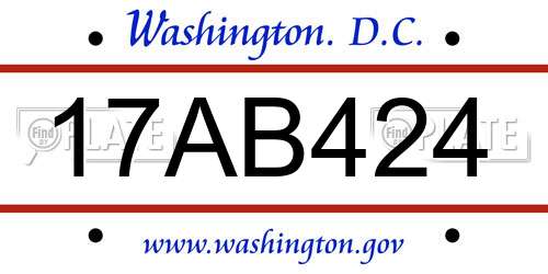 17AB424 District Of Columbia License Plate