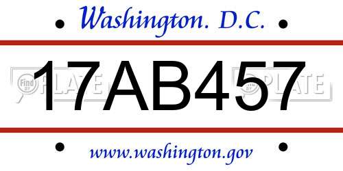17AB457 District Of Columbia License Plate