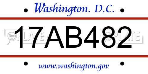 17AB482 District Of Columbia License Plate
