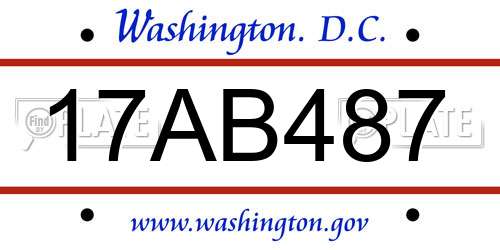 17AB487 District Of Columbia License Plate