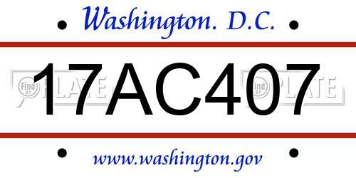 17AC407 District Of Columbia License Plate