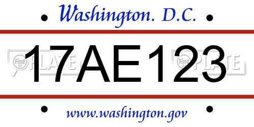 17AE123 District Of Columbia License Plate